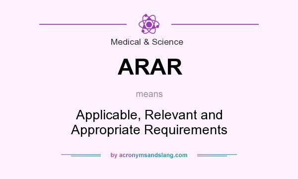 What does ARAR mean? It stands for Applicable, Relevant and Appropriate Requirements