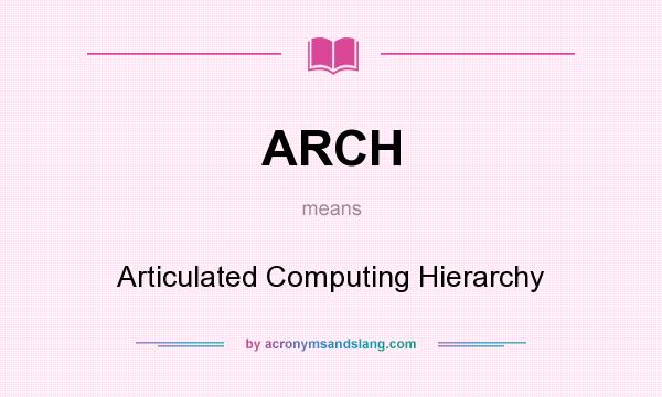 What does ARCH mean? It stands for Articulated Computing Hierarchy