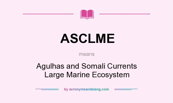 What does ASCLME mean? It stands for Agulhas and Somali Currents Large Marine Ecosystem
