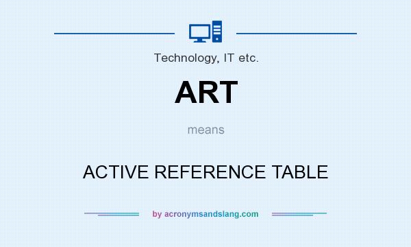 What does ART mean? It stands for ACTIVE REFERENCE TABLE