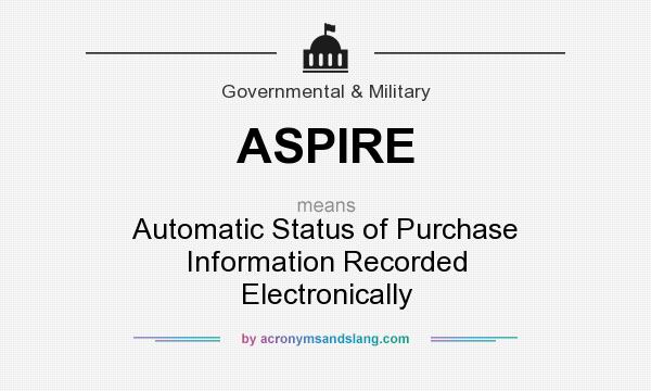 What does ASPIRE mean? It stands for Automatic Status of Purchase Information Recorded Electronically