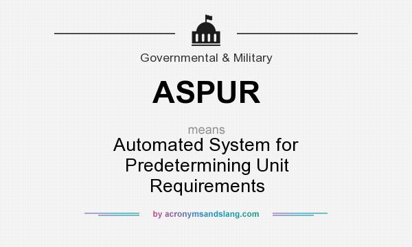 What does ASPUR mean? It stands for Automated System for Predetermining Unit Requirements
