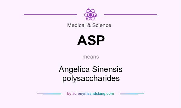 What does ASP mean? It stands for Angelica Sinensis polysaccharides