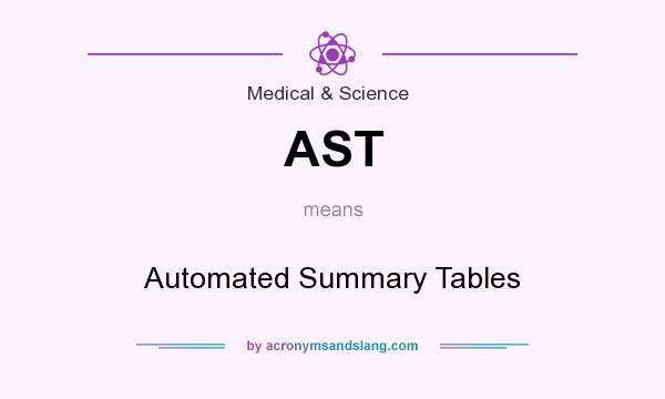 What does AST mean? It stands for Automated Summary Tables