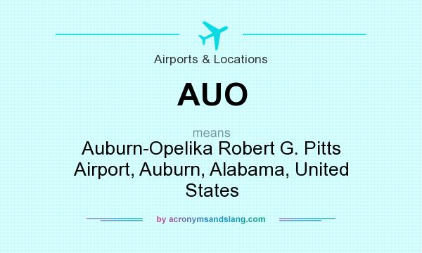 What does AUO mean? It stands for Auburn-Opelika Robert G. Pitts Airport, Auburn, Alabama, United States