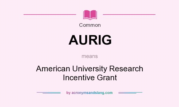 What does AURIG mean? It stands for American University Research Incentive Grant