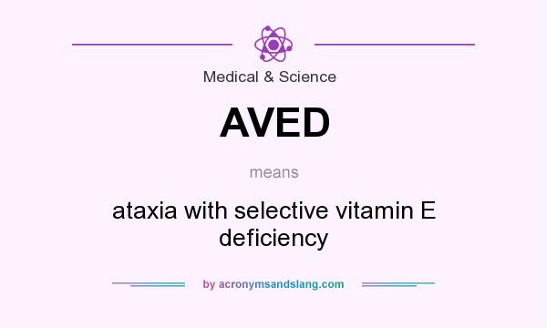What does AVED mean? It stands for ataxia with selective vitamin E deficiency