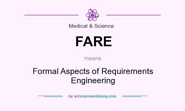What does FARE mean? It stands for Formal Aspects of Requirements Engineering