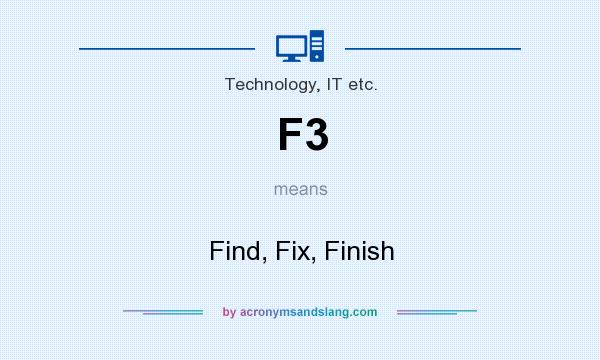 What does F3 mean? It stands for Find, Fix, Finish