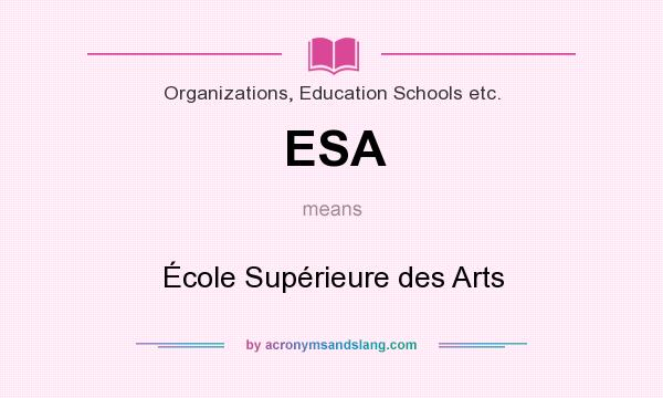 What does ESA mean? It stands for École Supérieure des Arts