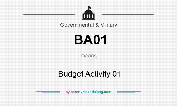 What does BA01 mean? It stands for Budget Activity 01