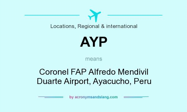 What does AYP mean? It stands for Coronel FAP Alfredo Mendivil Duarte Airport, Ayacucho, Peru