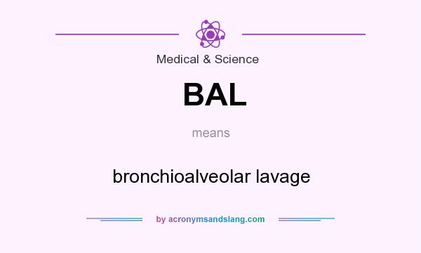 What does BAL mean? It stands for bronchioalveolar lavage