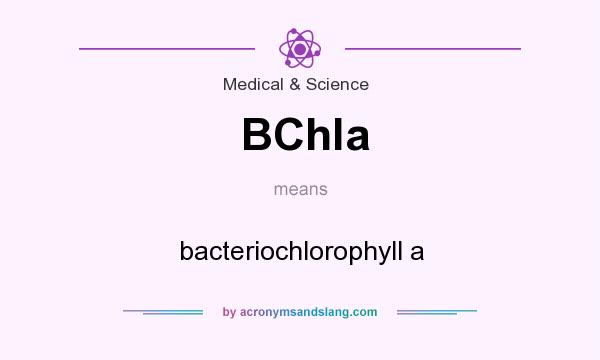 What does BChla mean? It stands for bacteriochlorophyll a