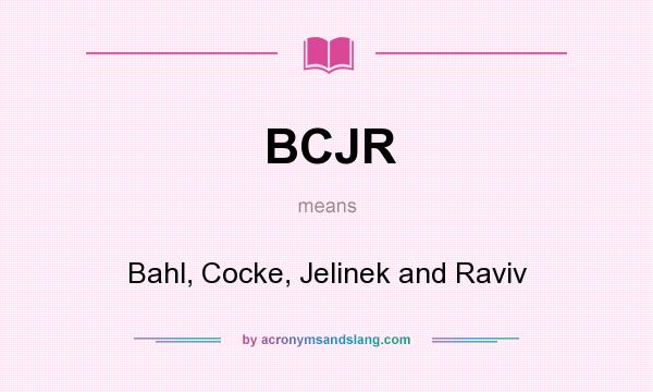 What does BCJR mean? It stands for Bahl, Cocke, Jelinek and Raviv
