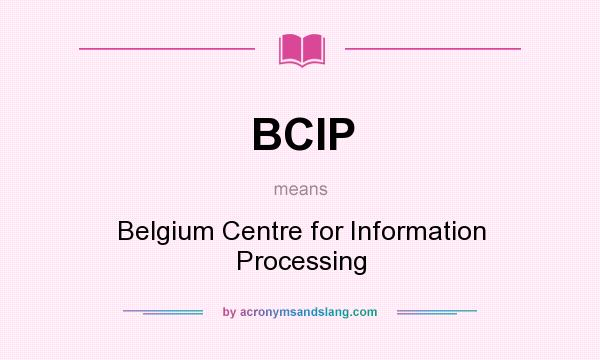 What does BCIP mean? It stands for Belgium Centre for Information Processing