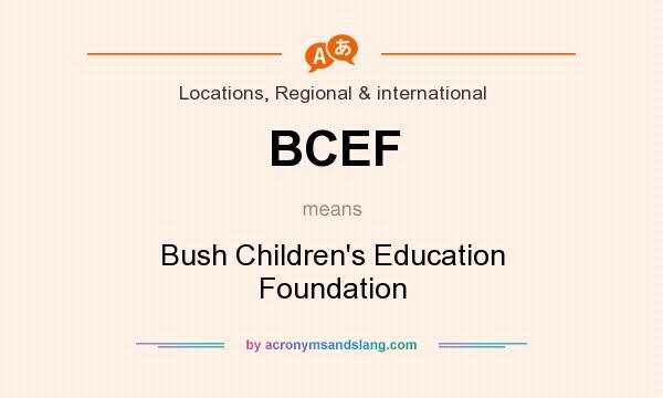 What does BCEF mean? It stands for Bush Children`s Education Foundation