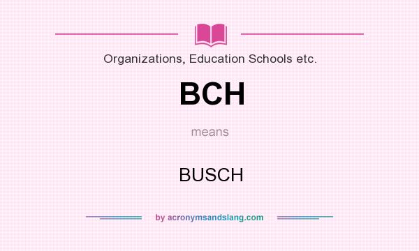 What does BCH mean? It stands for BUSCH