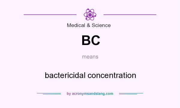 What does BC mean? It stands for bactericidal concentration