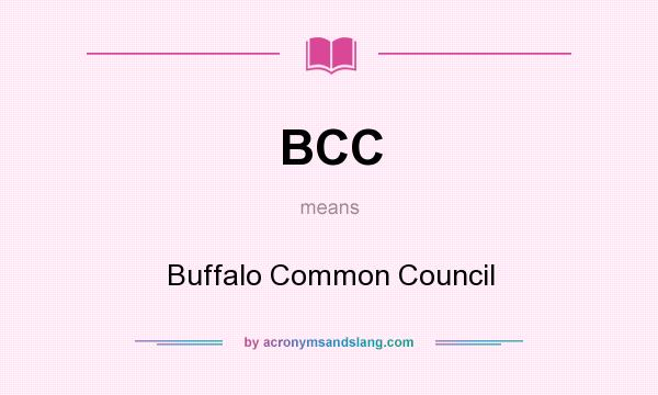 What does BCC mean? It stands for Buffalo Common Council