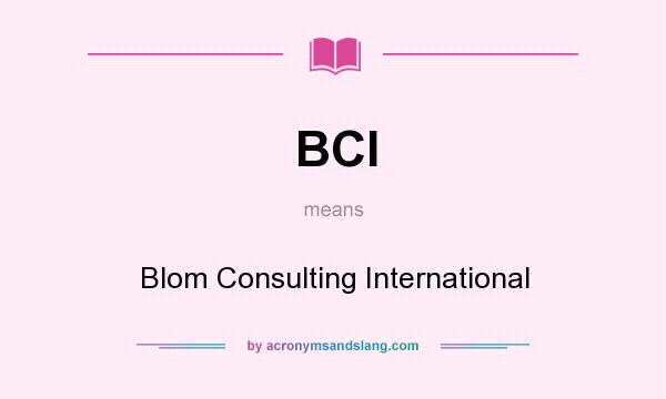 What does BCI mean? It stands for Blom Consulting International