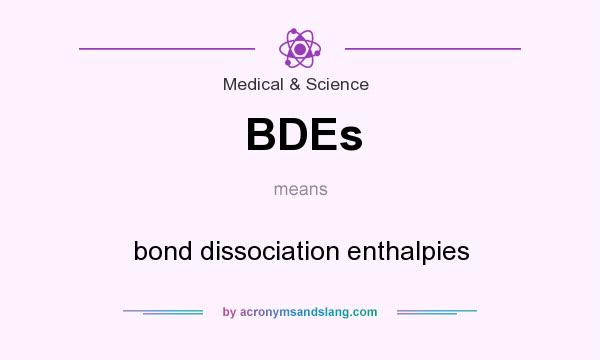 What does BDEs mean? It stands for bond dissociation enthalpies