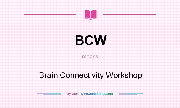 What does BCW mean? It stands for Brain Connectivity Workshop