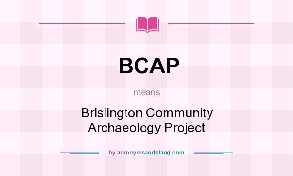What does BCAP mean? It stands for Brislington Community Archaeology Project