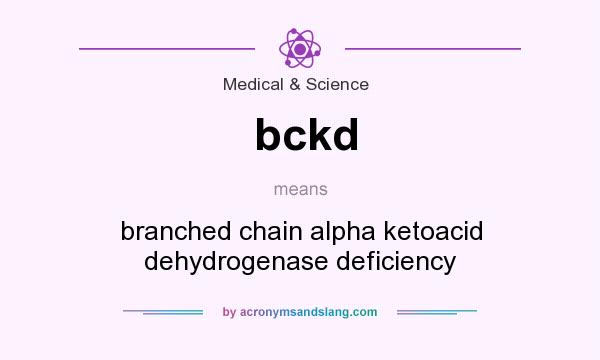 What does bckd mean? It stands for branched chain alpha ketoacid dehydrogenase deficiency