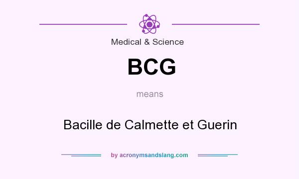 What does BCG mean? It stands for Bacille de Calmette et Guerin