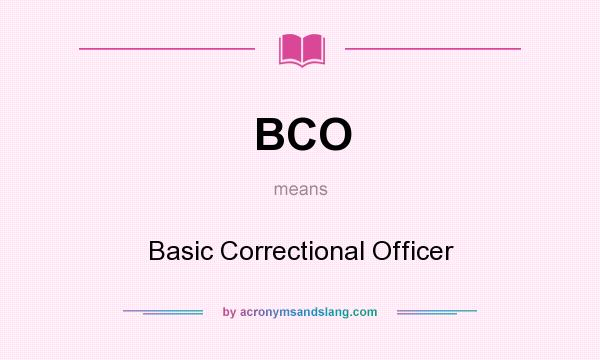What does BCO mean? It stands for Basic Correctional Officer