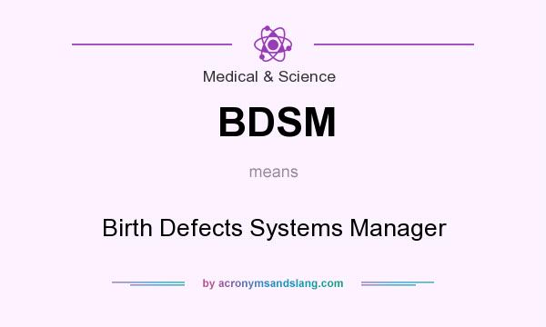 What does BDSM mean? It stands for Birth Defects Systems Manager