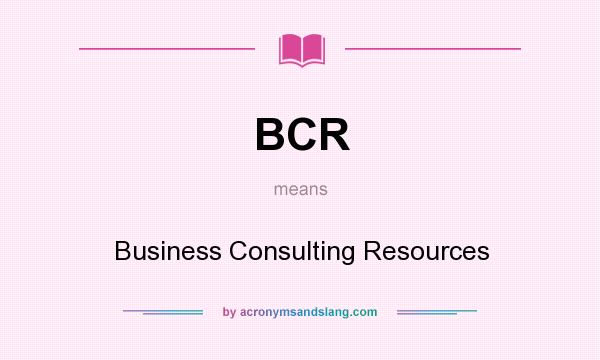 What does BCR mean? It stands for Business Consulting Resources