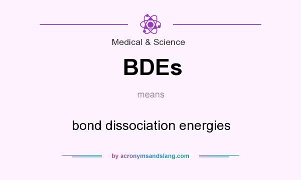 What does BDEs mean? It stands for bond dissociation energies