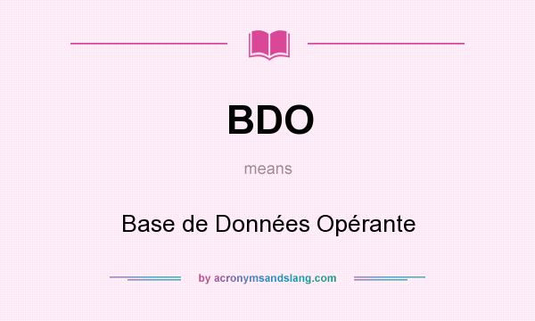 What does BDO mean? It stands for Base de Données Opérante