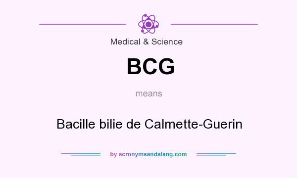 What does BCG mean? It stands for Bacille bilie de Calmette-Guerin