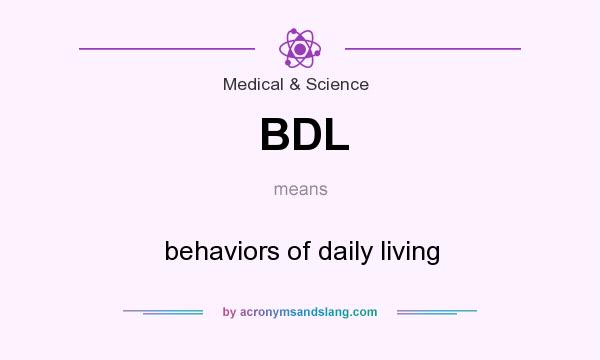 What does BDL mean? It stands for behaviors of daily living
