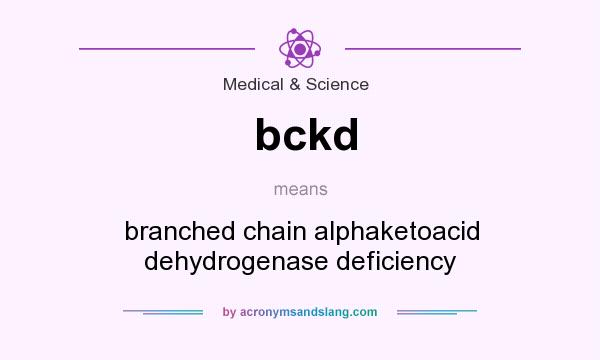 What does bckd mean? It stands for branched chain alphaketoacid dehydrogenase deficiency