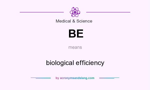 What does BE mean? It stands for biological efficiency
