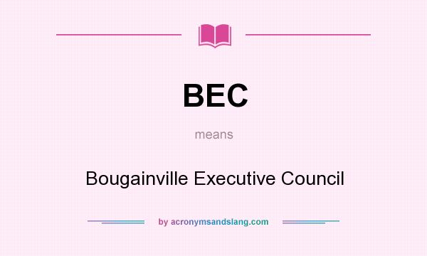 What does BEC mean? It stands for Bougainville Executive Council