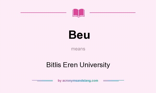 What does Beu mean? It stands for Bitlis Eren University