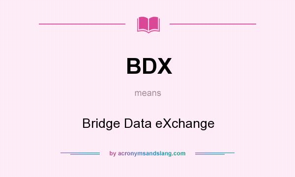 What does BDX mean? It stands for Bridge Data eXchange