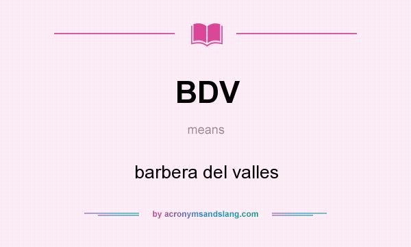 What does BDV mean? It stands for barbera del valles