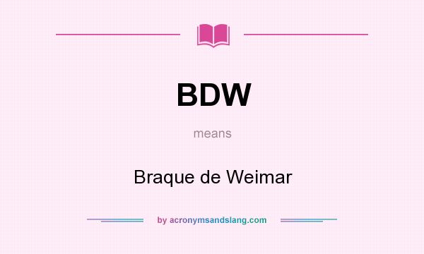 What does BDW mean? It stands for Braque de Weimar