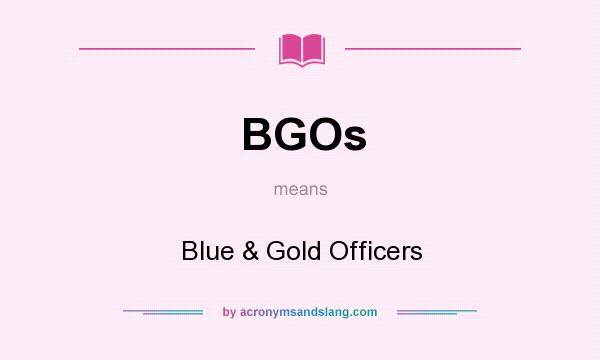 What does BGOs mean? It stands for Blue & Gold Officers