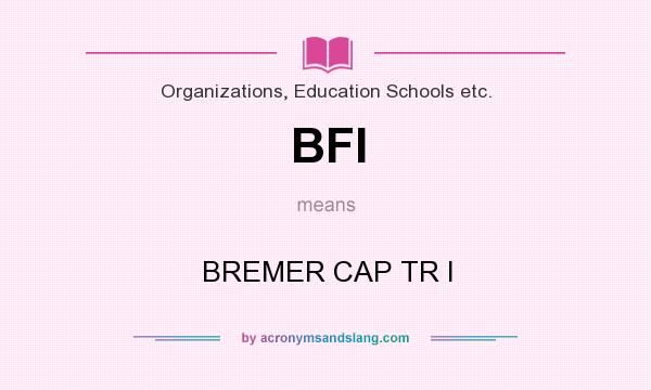 What does BFI mean? It stands for BREMER CAP TR I