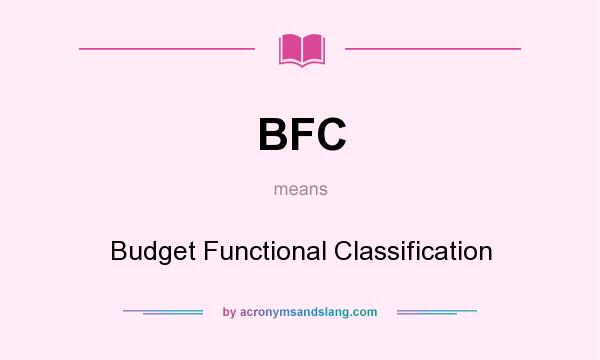 What does BFC mean? It stands for Budget Functional Classification