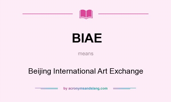 What does BIAE mean? It stands for Beijing International Art Exchange