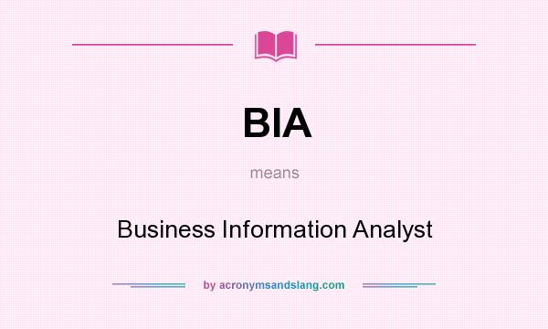 What does BIA mean? It stands for Business Information Analyst