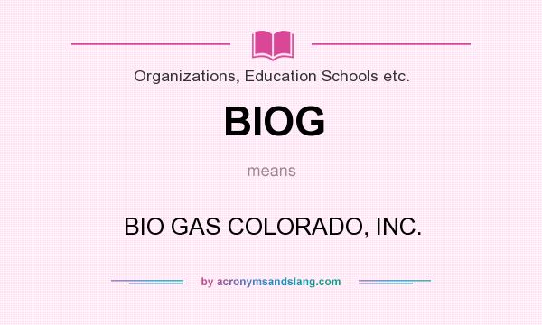 What does BIOG mean? It stands for BIO GAS COLORADO, INC.